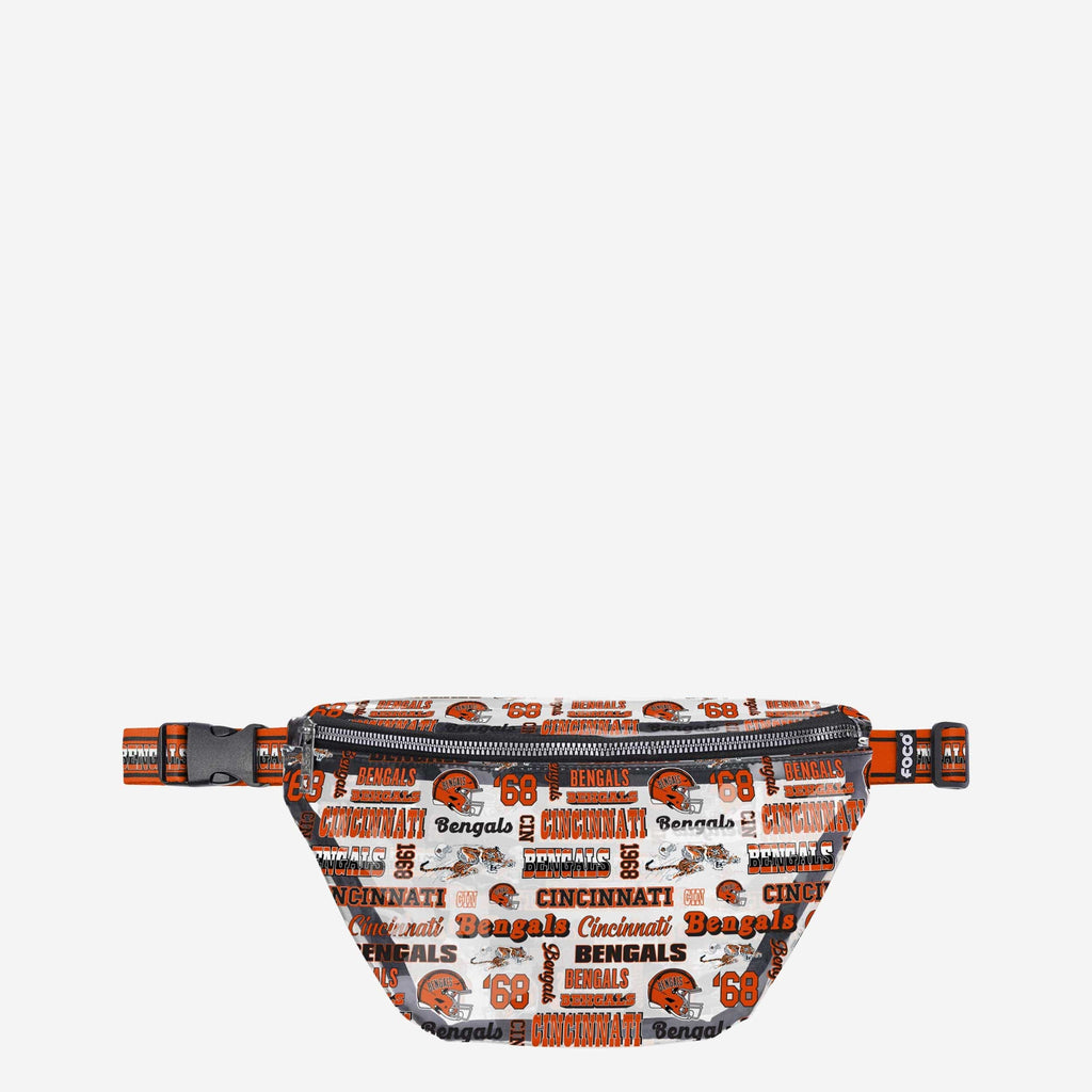 Cincinnati Bengals Repeat Retro Print Clear Fanny Pack FOCO - FOCO.com