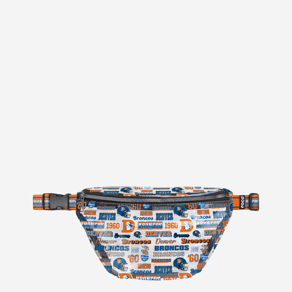 Denver Broncos Repeat Retro Print Clear Fanny Pack FOCO - FOCO.com