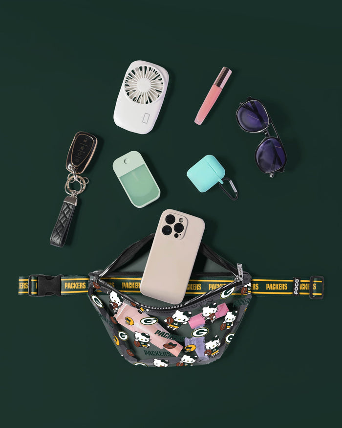Green Bay Packers Hello Kitty® Clear Fanny Pack FOCO - FOCO.com