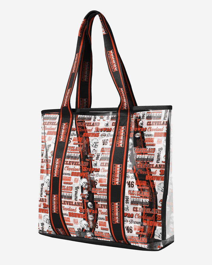 Cleveland Browns Repeat Retro Print Clear Tote Bag FOCO - FOCO.com