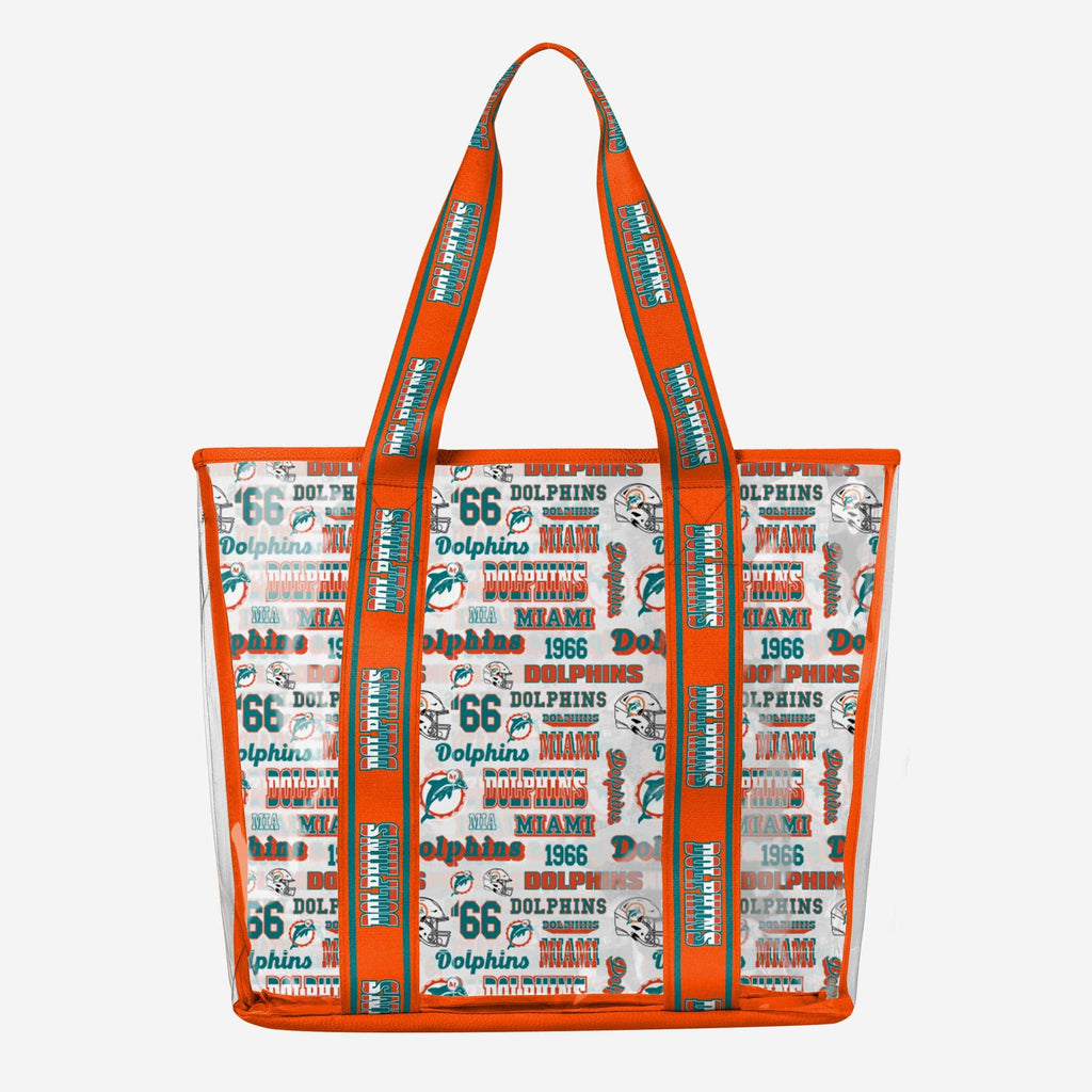 Miami Dolphins Repeat Retro Print Clear Tote Bag FOCO - FOCO.com