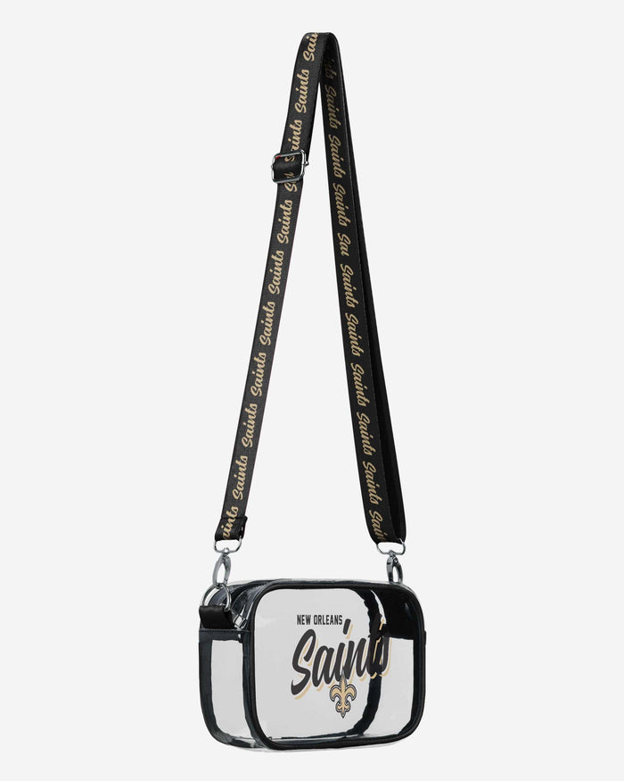 New Orleans Saints Monty Script Clear Crossbody Bag FOCO - FOCO.com