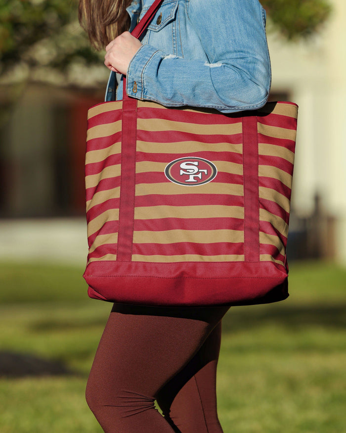San Francisco 49ers Team Stripe Canvas Tote Bag FOCO - FOCO.com