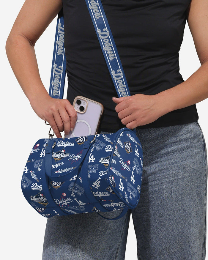 Los Angeles Dodgers 2025 Back To Back World Series Champions Nylon Mini Crossbody Duffle Bag FOCO - FOCO.com
