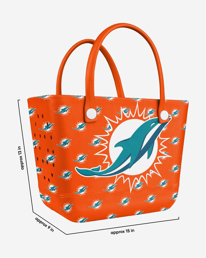 Miami Dolphins Big Logo Mini Print Tailgate Tote Bag