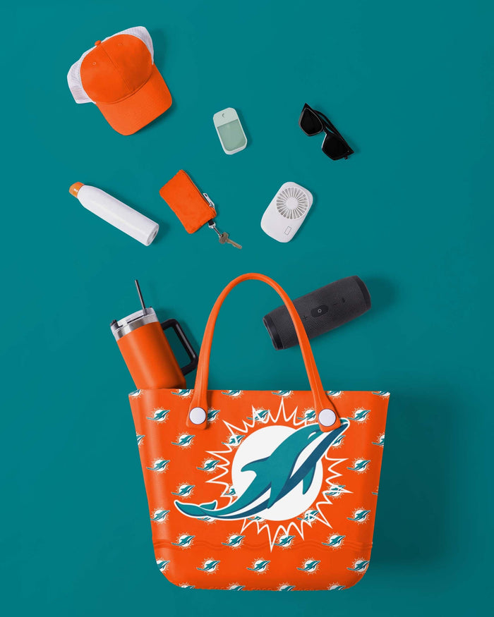 Miami Dolphins Big Logo Mini Print Tailgate Tote Bag