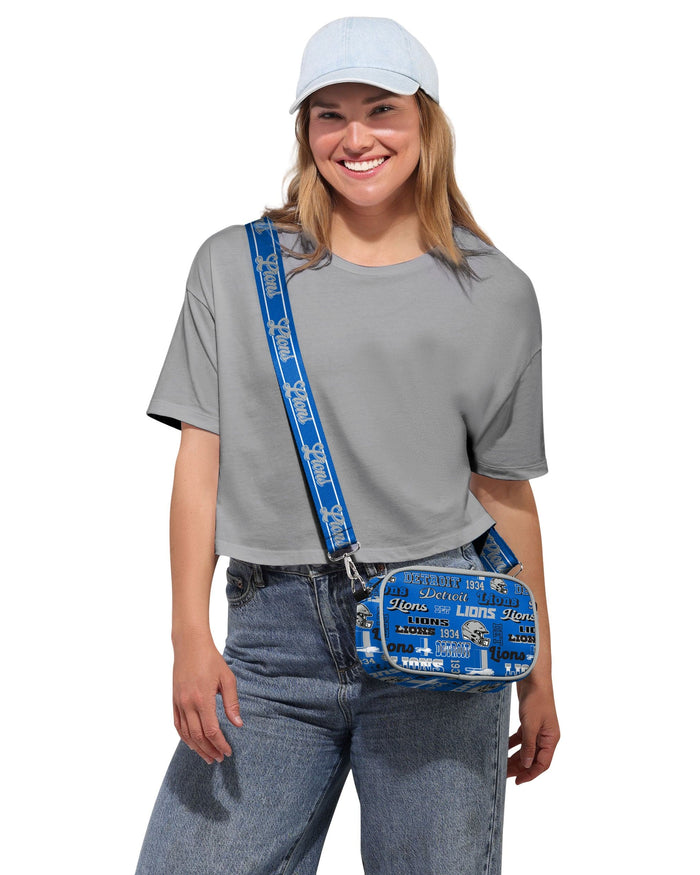 Detroit Lions Repeat Retro Print Nylon Crossbody Bag
