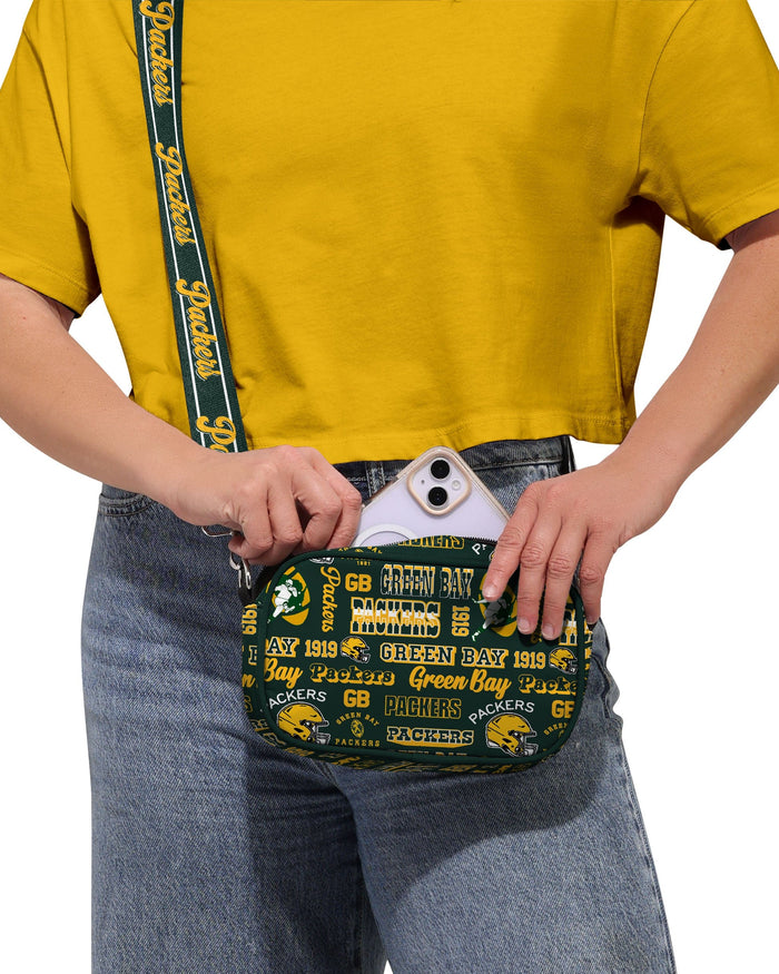 Green Bay Packers Repeat Retro Print Nylon Crossbody Bag
