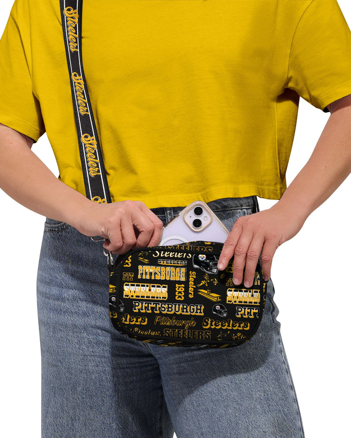 Pittsburgh Steelers Repeat Retro Print Nylon Crossbody Bag