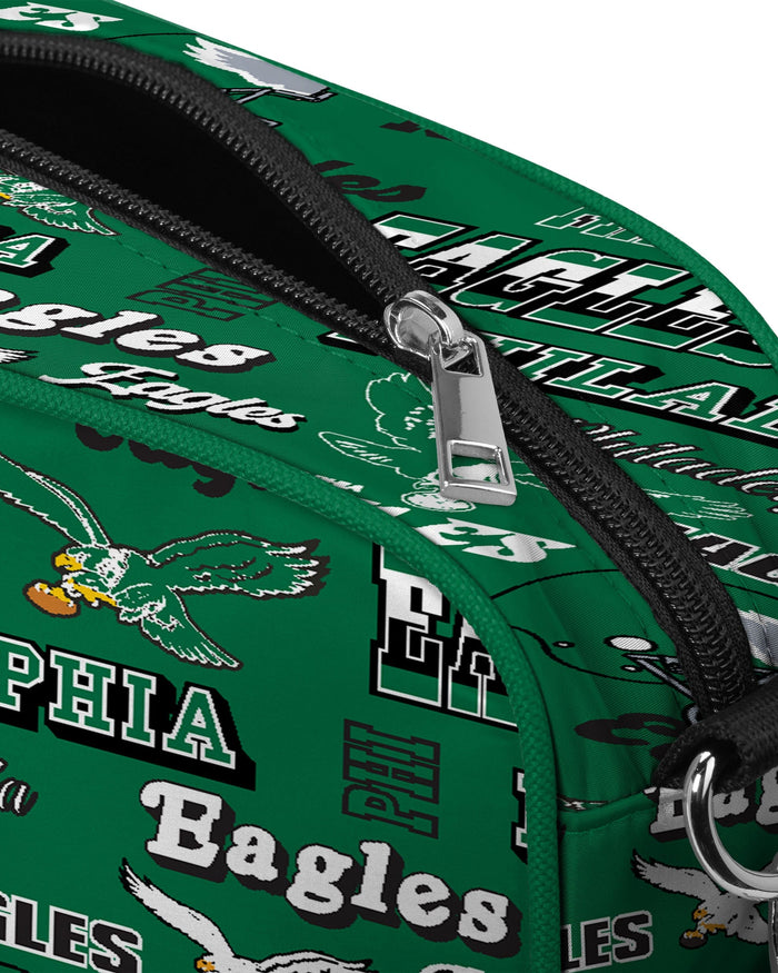 Philadelphia Eagles Kelly Green Repeat Retro Print Nylon Crossbody Bag