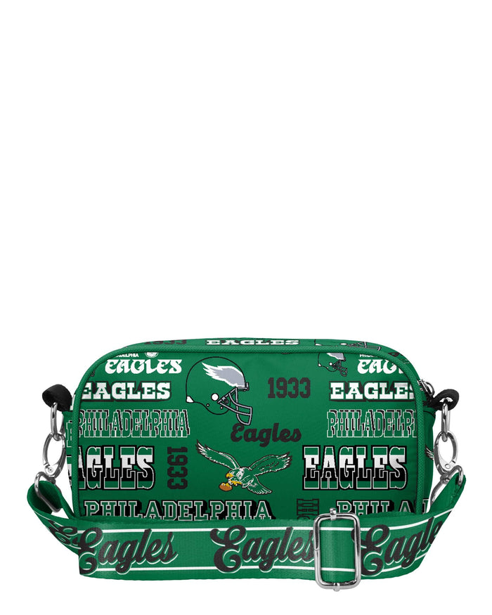Philadelphia Eagles Kelly Green Repeat Retro Print Nylon Crossbody Bag