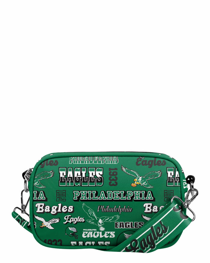 Philadelphia Eagles Kelly Green Repeat Retro Print Nylon Crossbody Bag