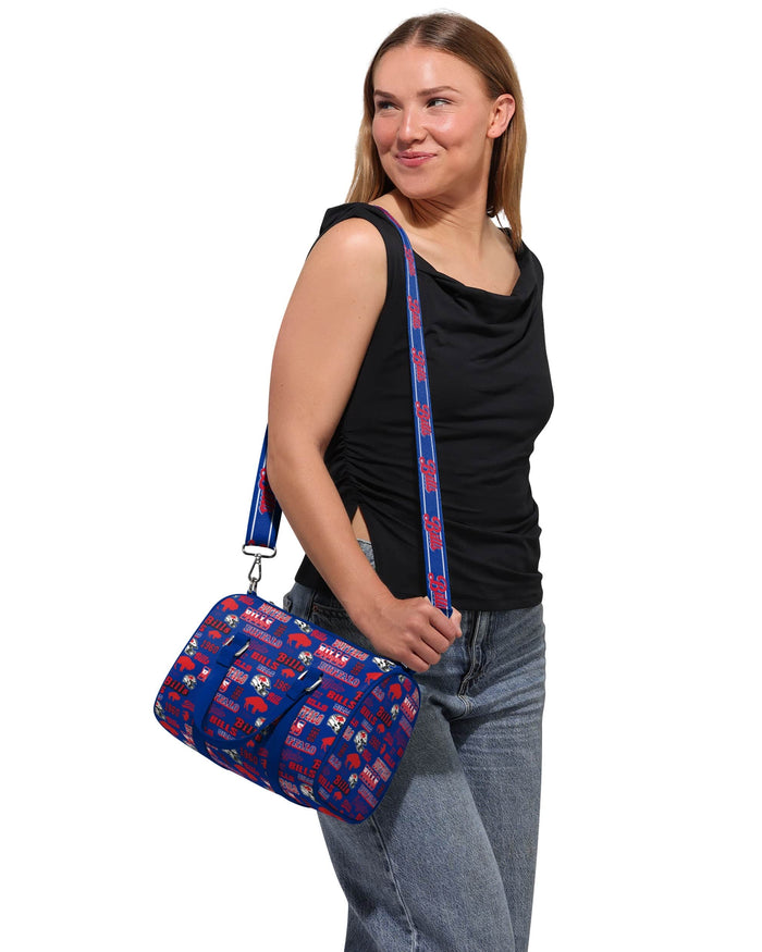 Buffalo Bills Repeat Retro Print Nylon Medium Barrel Bag
