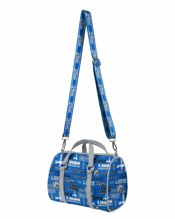 Detroit Lions Repeat Retro Print Nylon Medium Barrel Bag