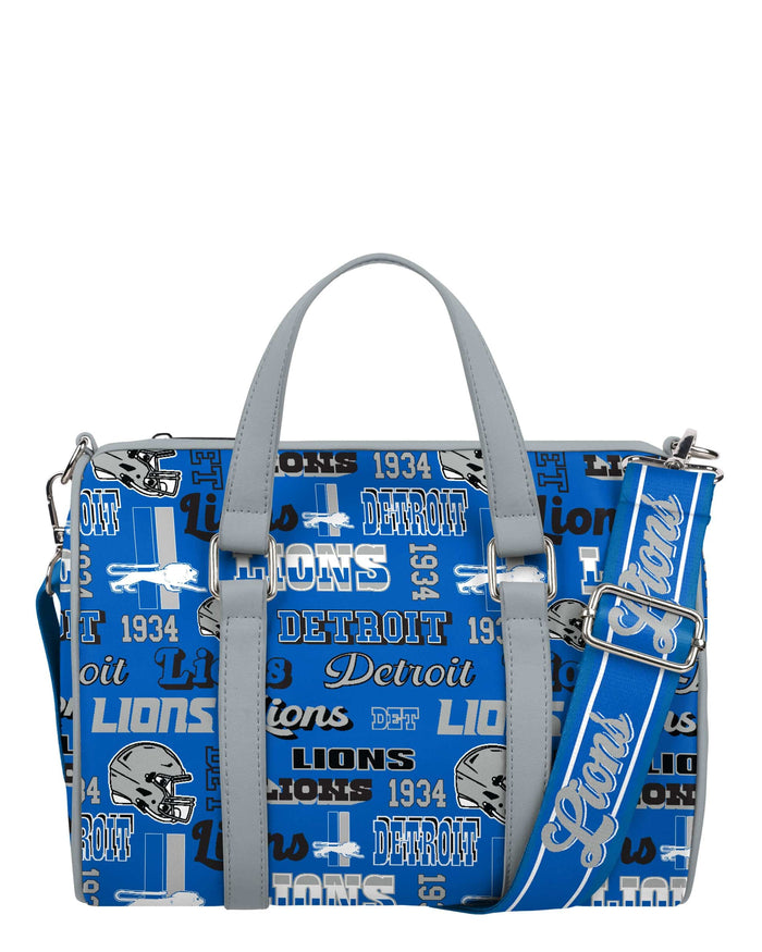 Detroit Lions Repeat Retro Print Nylon Medium Barrel Bag