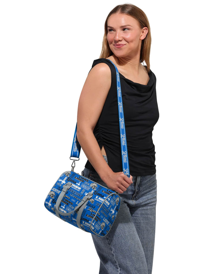 Detroit Lions Repeat Retro Print Nylon Medium Barrel Bag