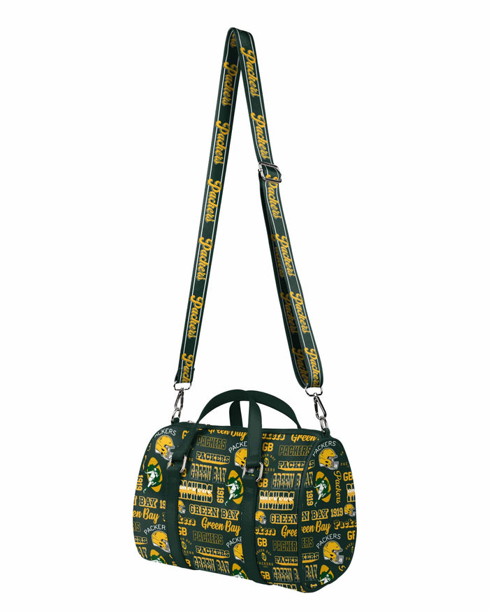 Green Bay Packers Repeat Retro Print Nylon Medium Barrel Bag