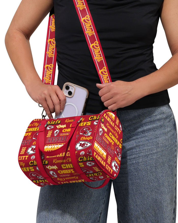 Kansas City Chiefs Repeat Retro Print Nylon Medium Barrel Bag