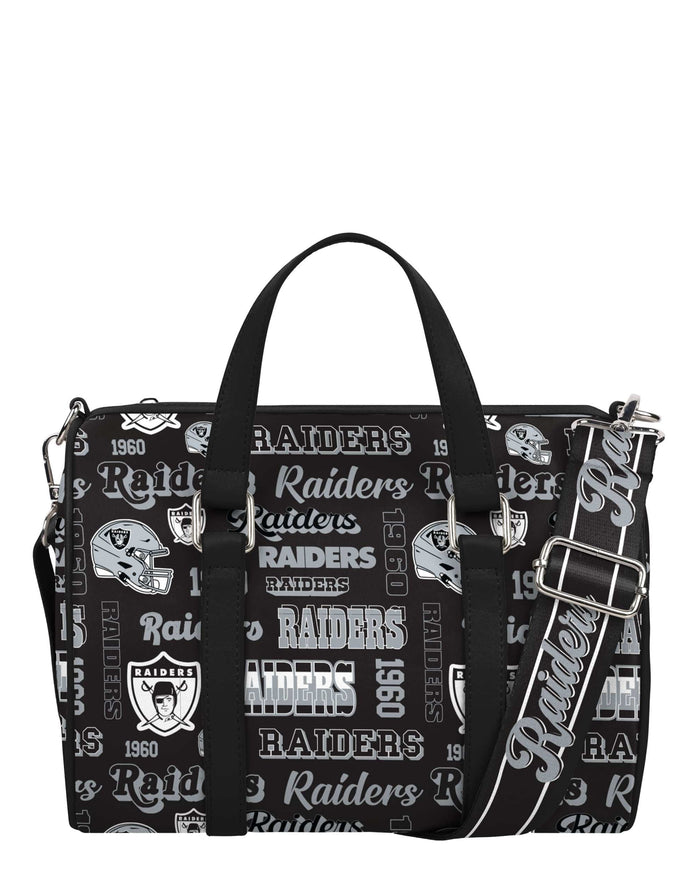 Las Vegas Raiders Repeat Retro Print Nylon Medium Barrel Bag