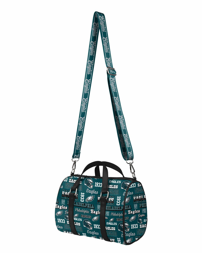 Philadelphia Eagles Repeat Retro Print Nylon Medium Barrel Bag
