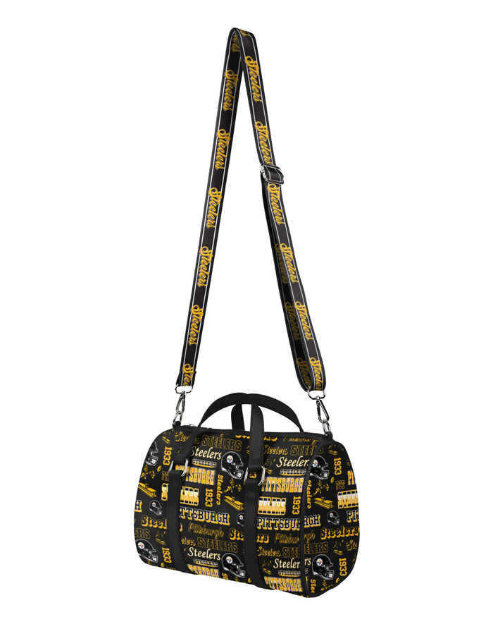 Pittsburgh Steelers Repeat Retro Print Nylon Medium Barrel Bag
