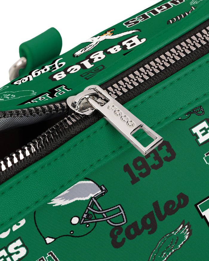 Philadelphia Eagles Kelly Green Repeat Retro Print Nylon Medium Barrel Bag