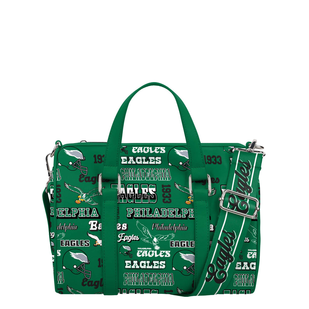 Philadelphia Eagles Kelly Green Repeat Retro Print Nylon Medium Barrel Bag