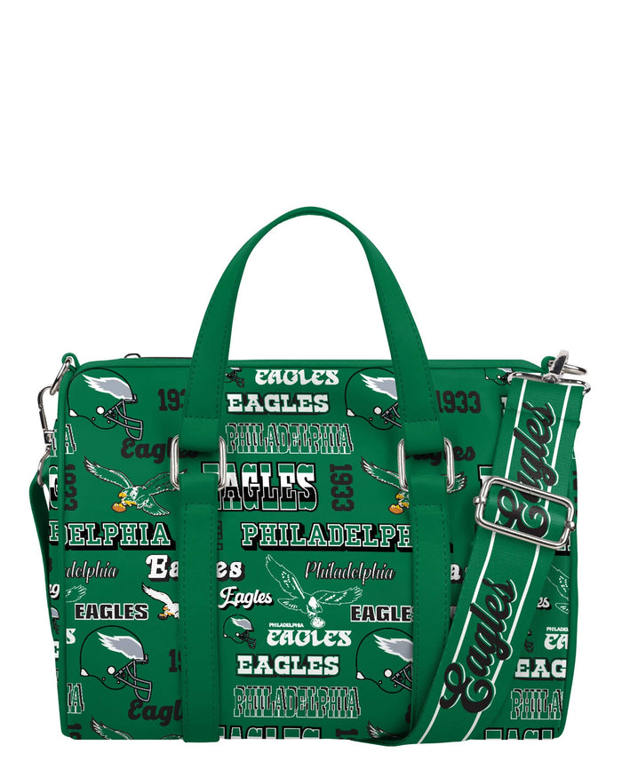 Philadelphia Eagles Kelly Green Repeat Retro Print Nylon Medium Barrel Bag