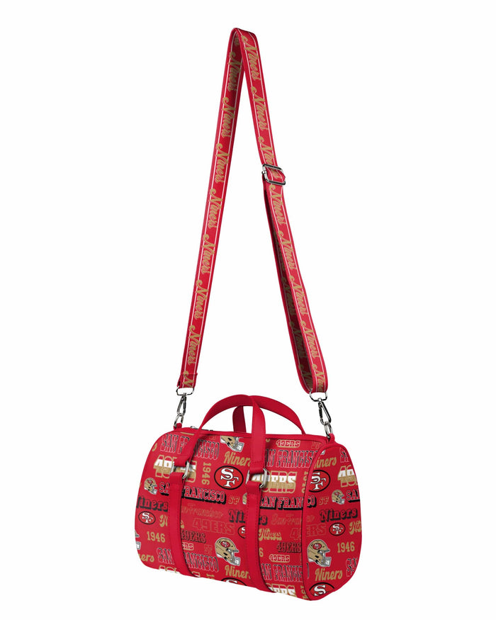 San Francisco 49ers Repeat Retro Print Nylon Medium Barrel Bag