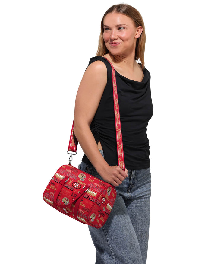 San Francisco 49ers Repeat Retro Print Nylon Medium Barrel Bag