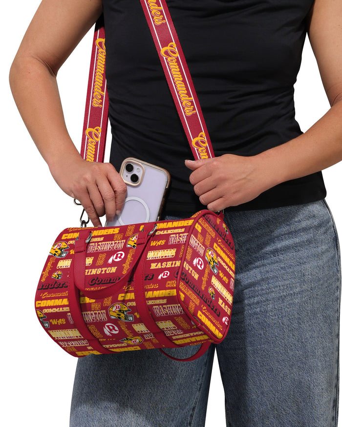 Washington Commanders Repeat Retro Print Nylon Medium Barrel Bag