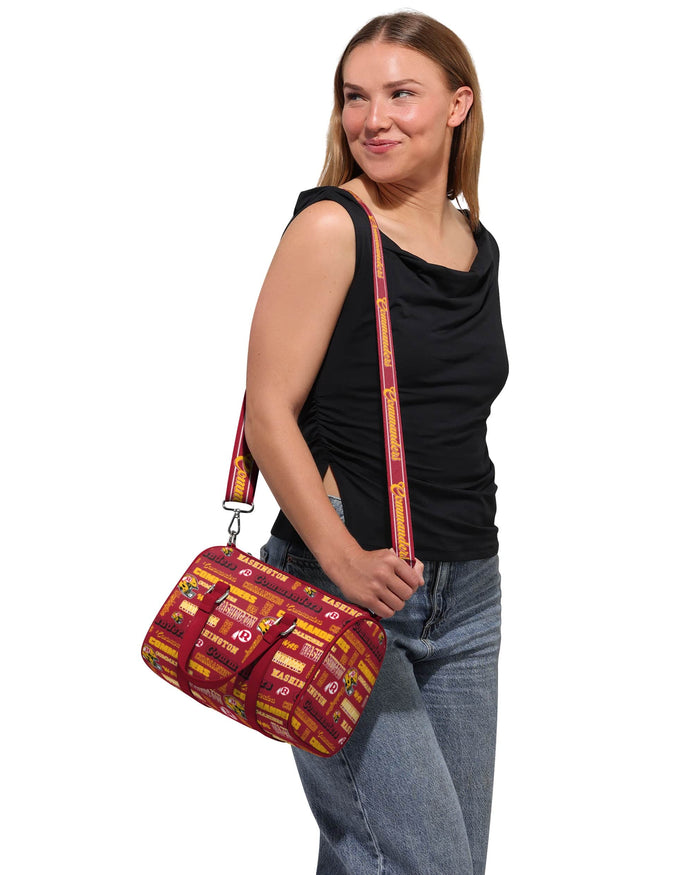 Washington Commanders Repeat Retro Print Nylon Medium Barrel Bag