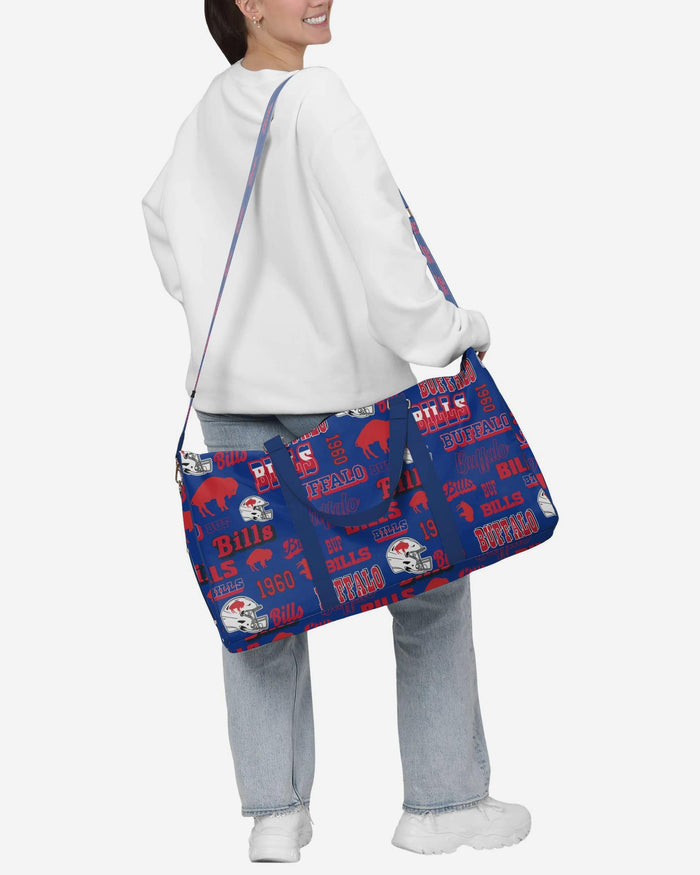 Buffalo Bills Repeat Retro Print Nylon Weekender Duffle Bag FOCO - FOCO.com
