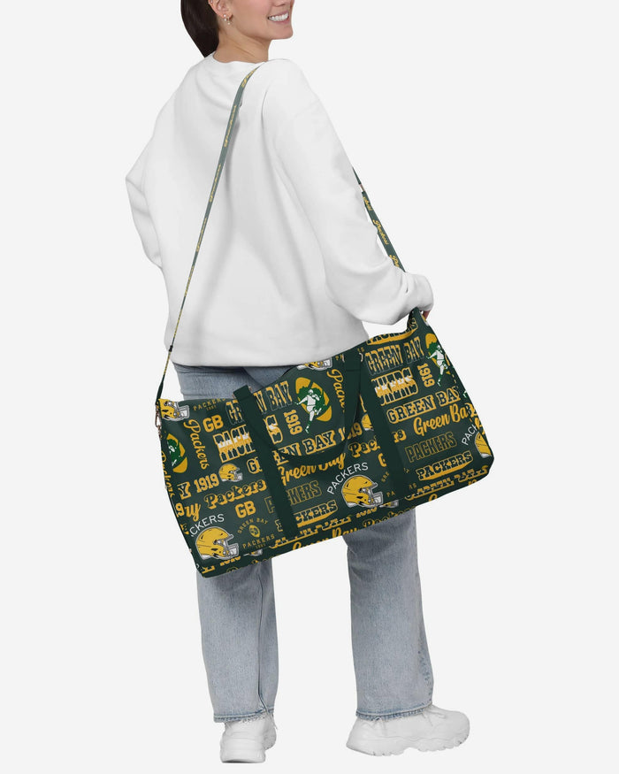 Green Bay Packers Repeat Retro Print Nylon Weekender Duffle Bag FOCO - FOCO.com