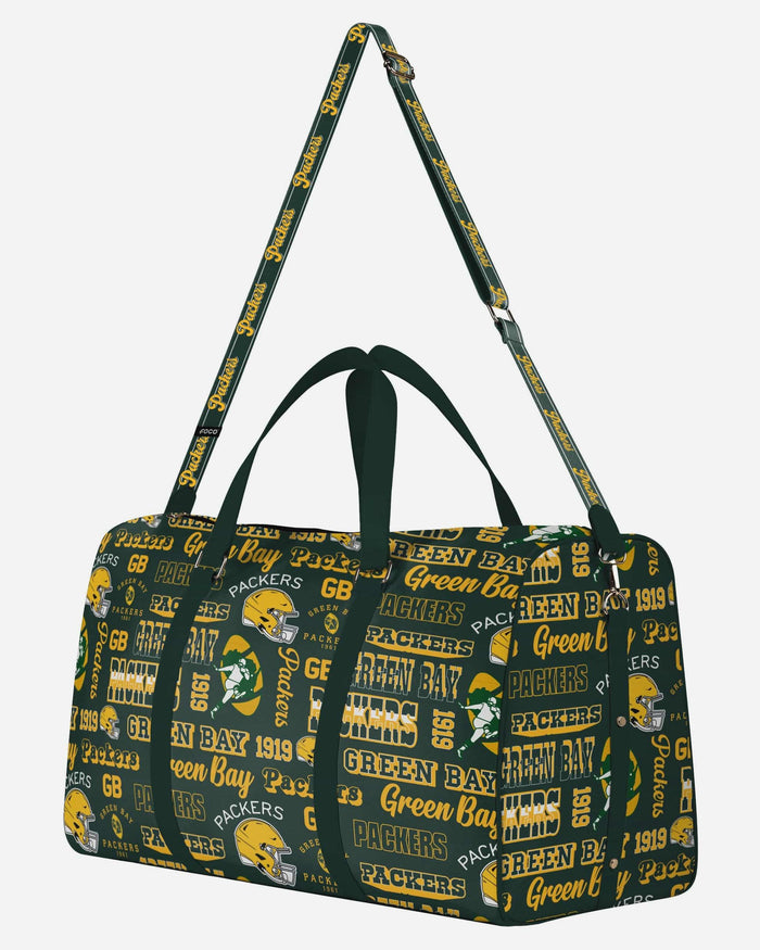 Green Bay Packers Repeat Retro Print Nylon Weekender Duffle Bag FOCO - FOCO.com