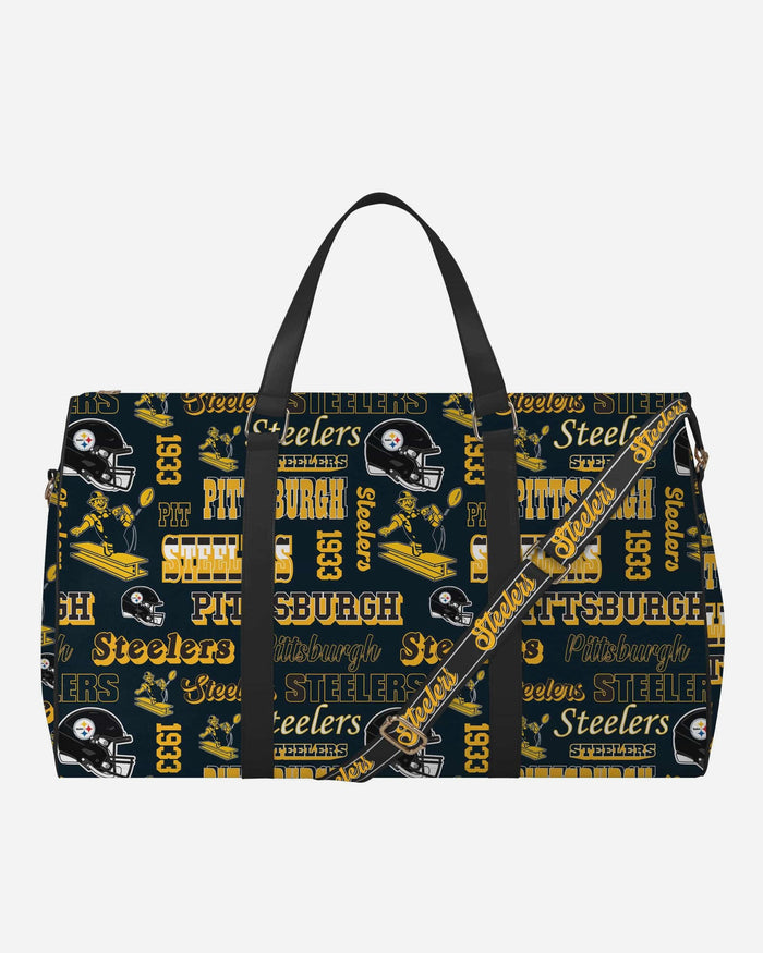 Pittsburgh Steelers Repeat Retro Print Nylon Weekender Duffle Bag FOCO - FOCO.com
