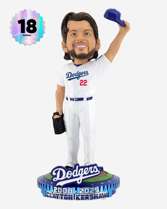 Clayton Kershaw Los Angeles Dodgers Retirement 18 Inch Bobblehead FOCO - FOCO.com