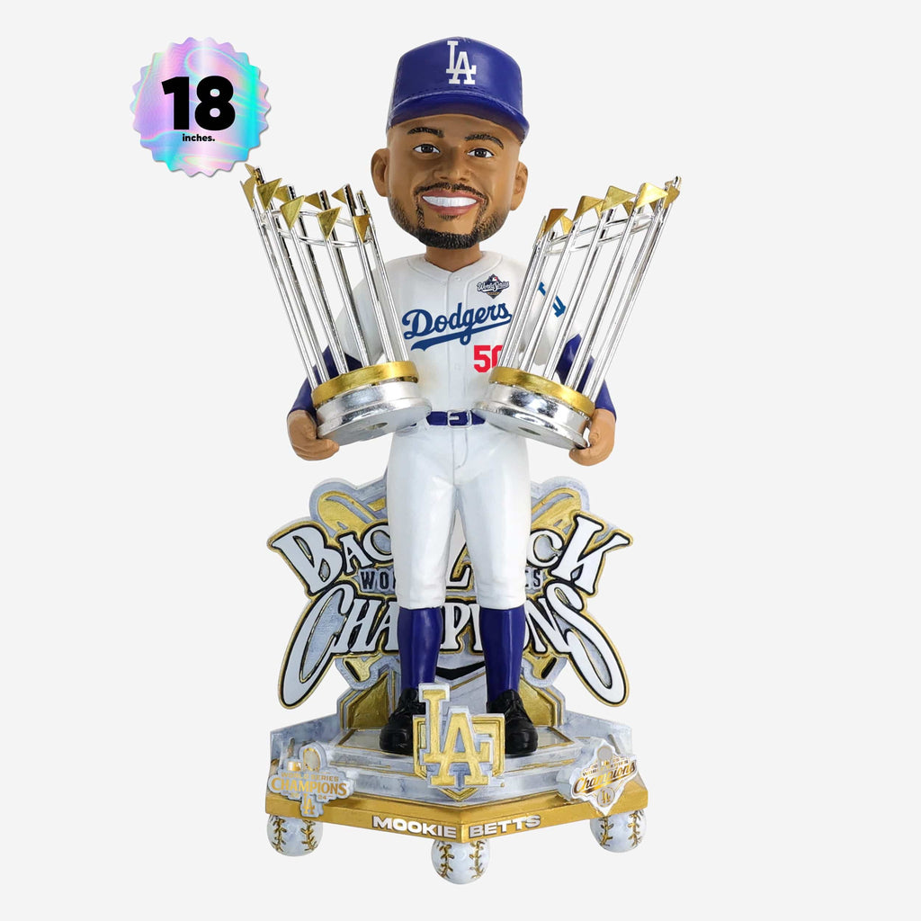 Mookie Betts Los Angeles Dodgers 2025 Back To Back World Series Champions Celebration 18 in Player Bobblehead FOCO - FOCO.com