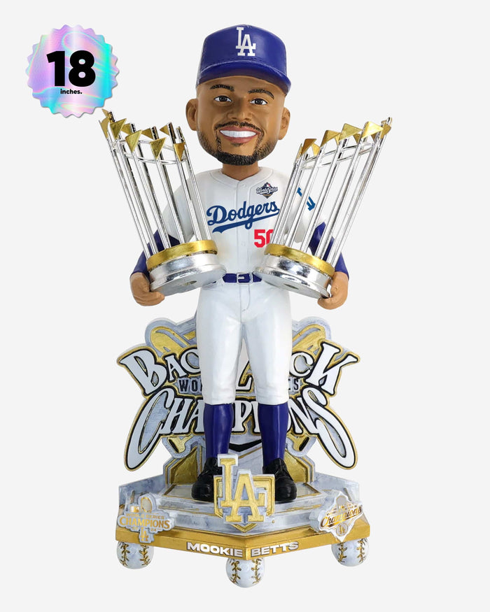 Mookie Betts Los Angeles Dodgers 2025 Back To Back World Series Champions Celebration 18 in Player Bobblehead FOCO - FOCO.com