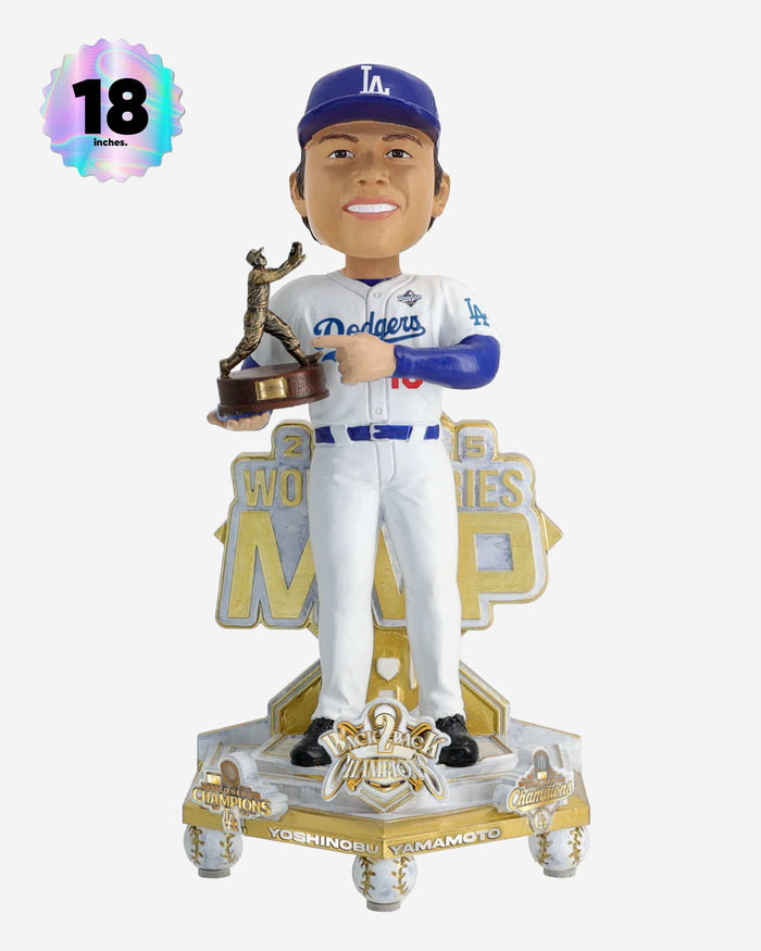 Yoshinobu Yamamoto Los Angeles Dodgers 2025 Back To Back World Series Champions Celebration MVP 18 in Player Bobblehead FOCO - FOCO.com