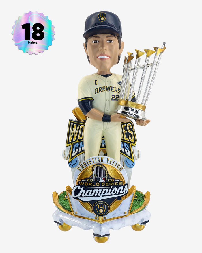 Christian Yelich Milwaukee Brewers 2026 World Series Champions Celebration 18 in Player Bobblehead FOCO - FOCO.com