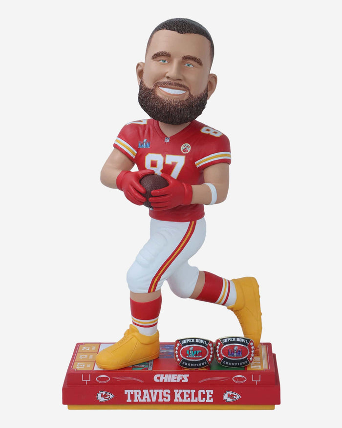 Travis Kelce Kansas City Chiefs Super Bowl LVIII Champions 18 in Bobblehead FOCO - FOCO.com