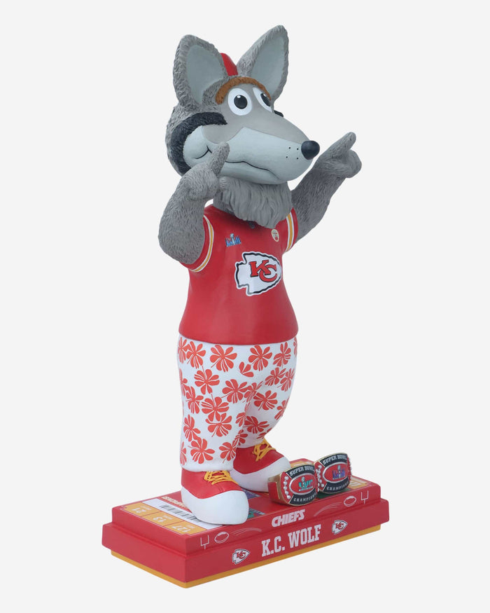 KC Wolf Kansas City Chiefs Super Bowl LVIII Champions 18 in Mascot Bobblehead FOCO - FOCO.com