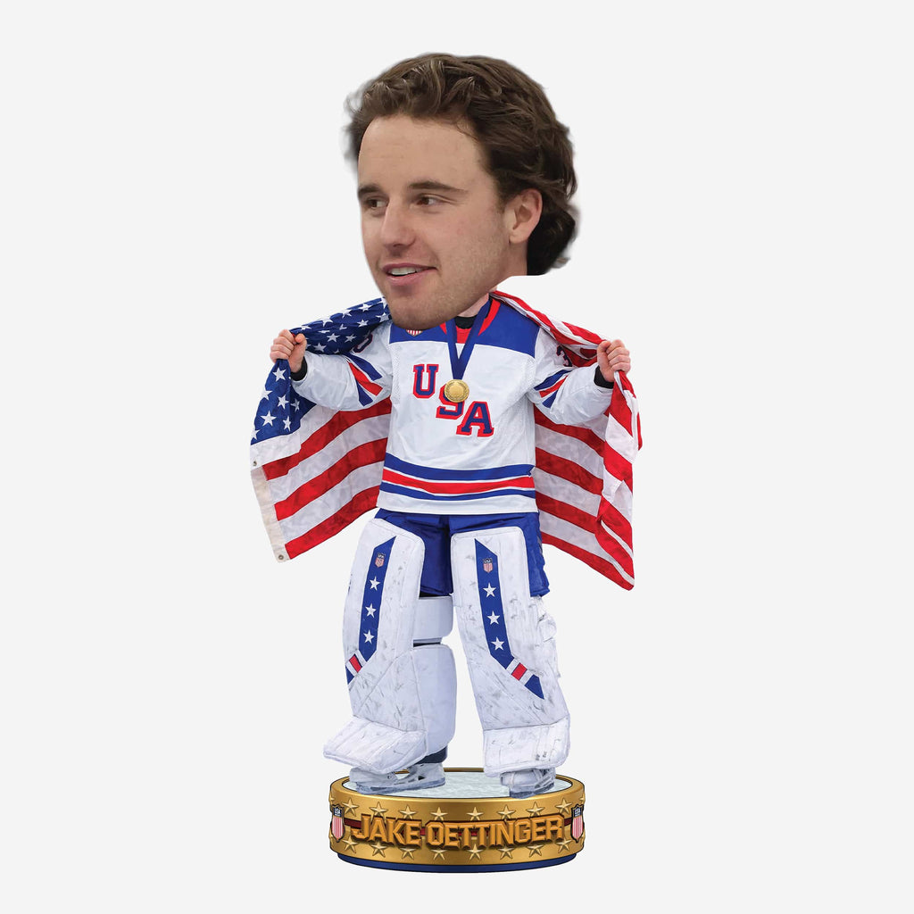 Jake Oettinger Team USA Men's Hockey American Flag Bobblehead FOCO - FOCO.com