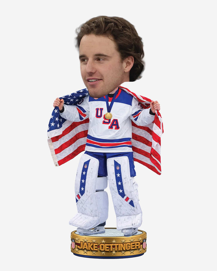 Jake Oettinger Team USA Men's Hockey American Flag Bobblehead FOCO - FOCO.com