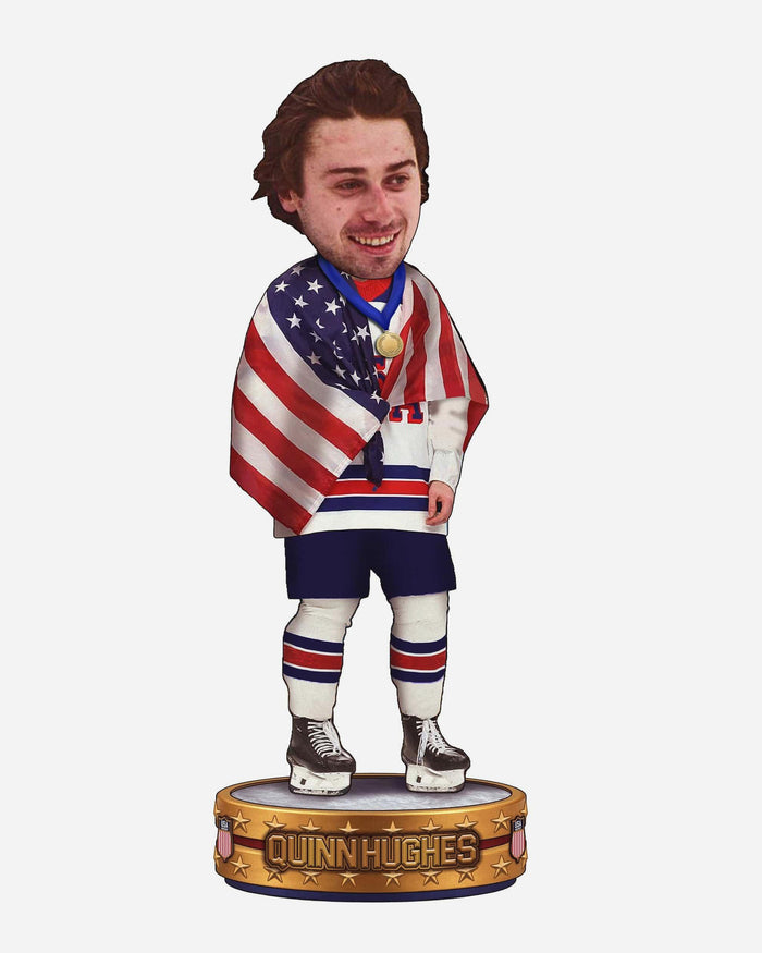 Quinn Hughes Team USA American Flag Bobblehead FOCO - FOCO.com