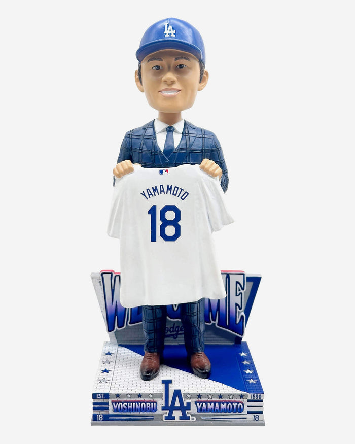 Yoshinobu Yamamoto Los Angeles Dodgers Welcome to the Team Bobblehead FOCO - FOCO.com