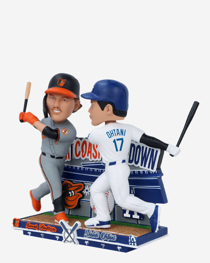 Gunnar Henderson & Shohei Ohtani Baltimore Orioles & Los Angeles Dodgers West Coast Sho Down Dual Bobblehead FOCO - FOCO.com