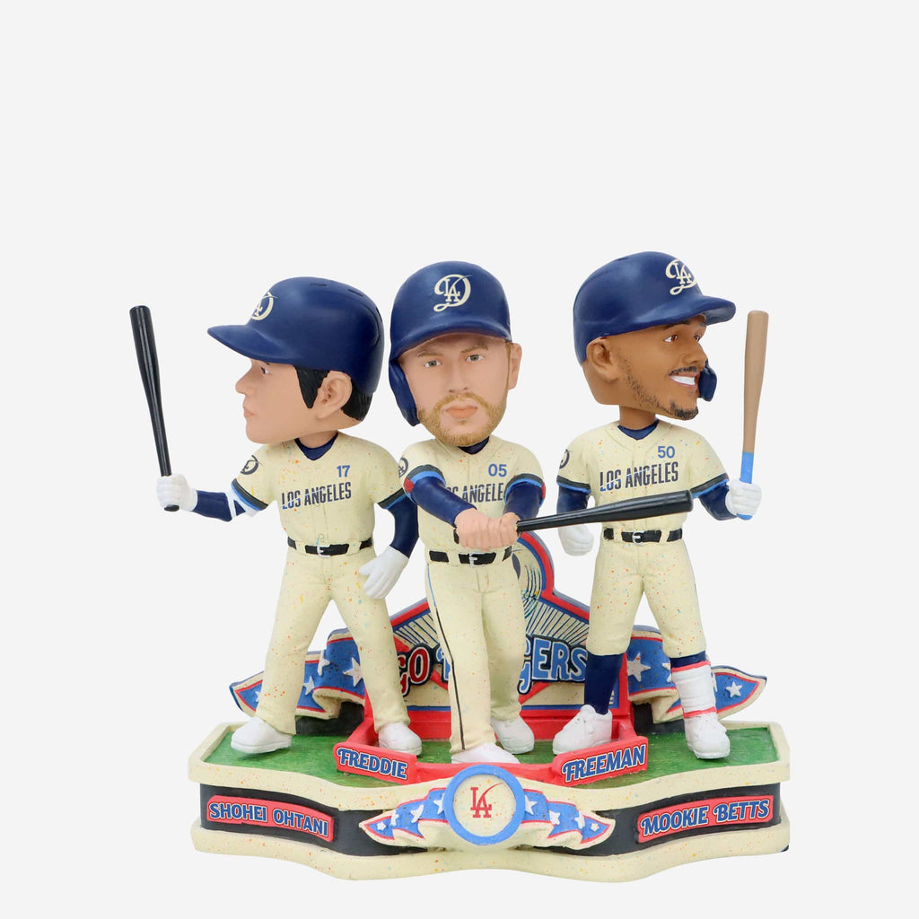 Shohei Ohtani & Freddie Freeman & Mookie Betts Los Angeles Dodgers 2024 City Connect Triple Bobblehead FOCO - FOCO.com