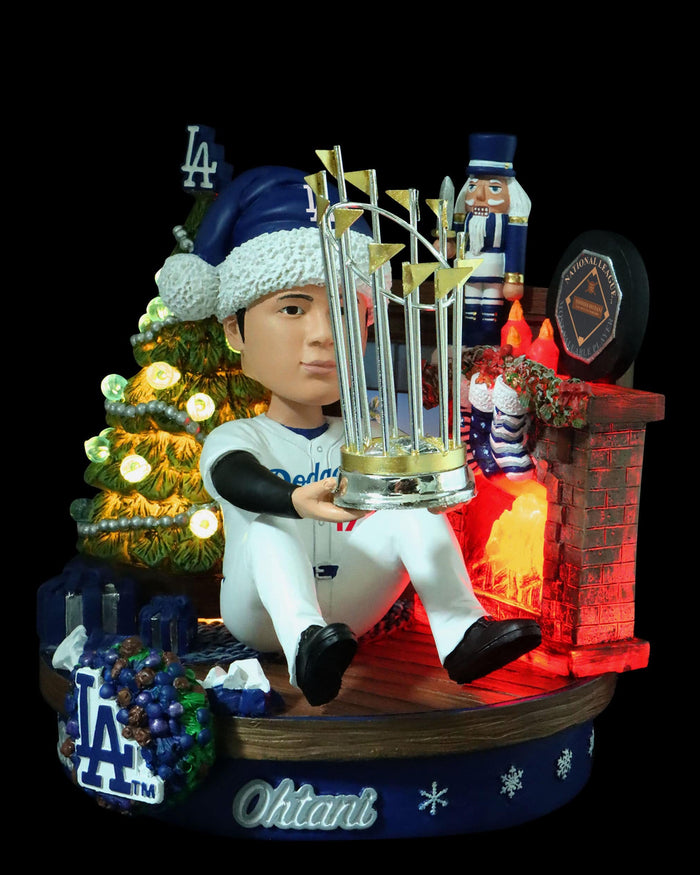 Shohei Ohtani Los Angeles Dodgers 2024 World Series Champion & NL MVP Light Up Holiday Bobblehead Scene FOCO - FOCO.com